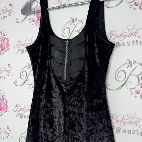 Material girl dress corset backing sexy cut out stretchy velvet velour shiny y2k - Picture 6 of 12